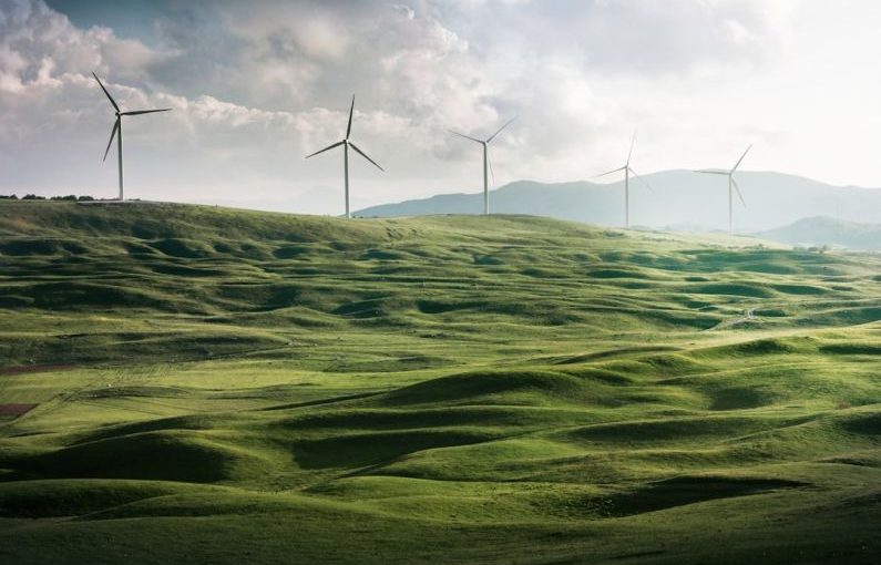 Green Earth - wind turbine surrounded by grass