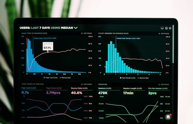 Data Analysis - graphs of performance analytics on a laptop screen