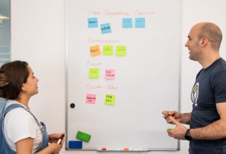 UGC Marketing - a man and a woman standing in front of a white board